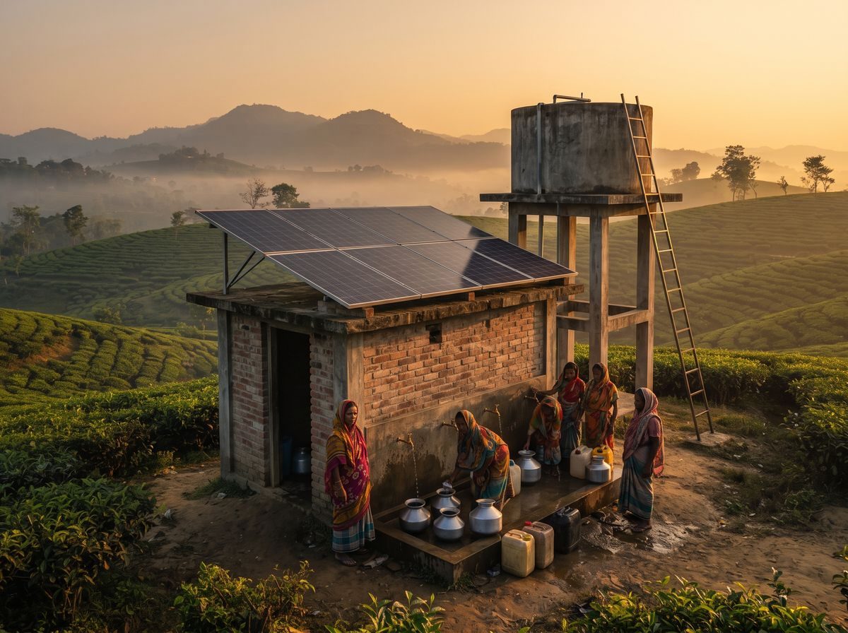 Solar water pump station in the Sylhet tea hills