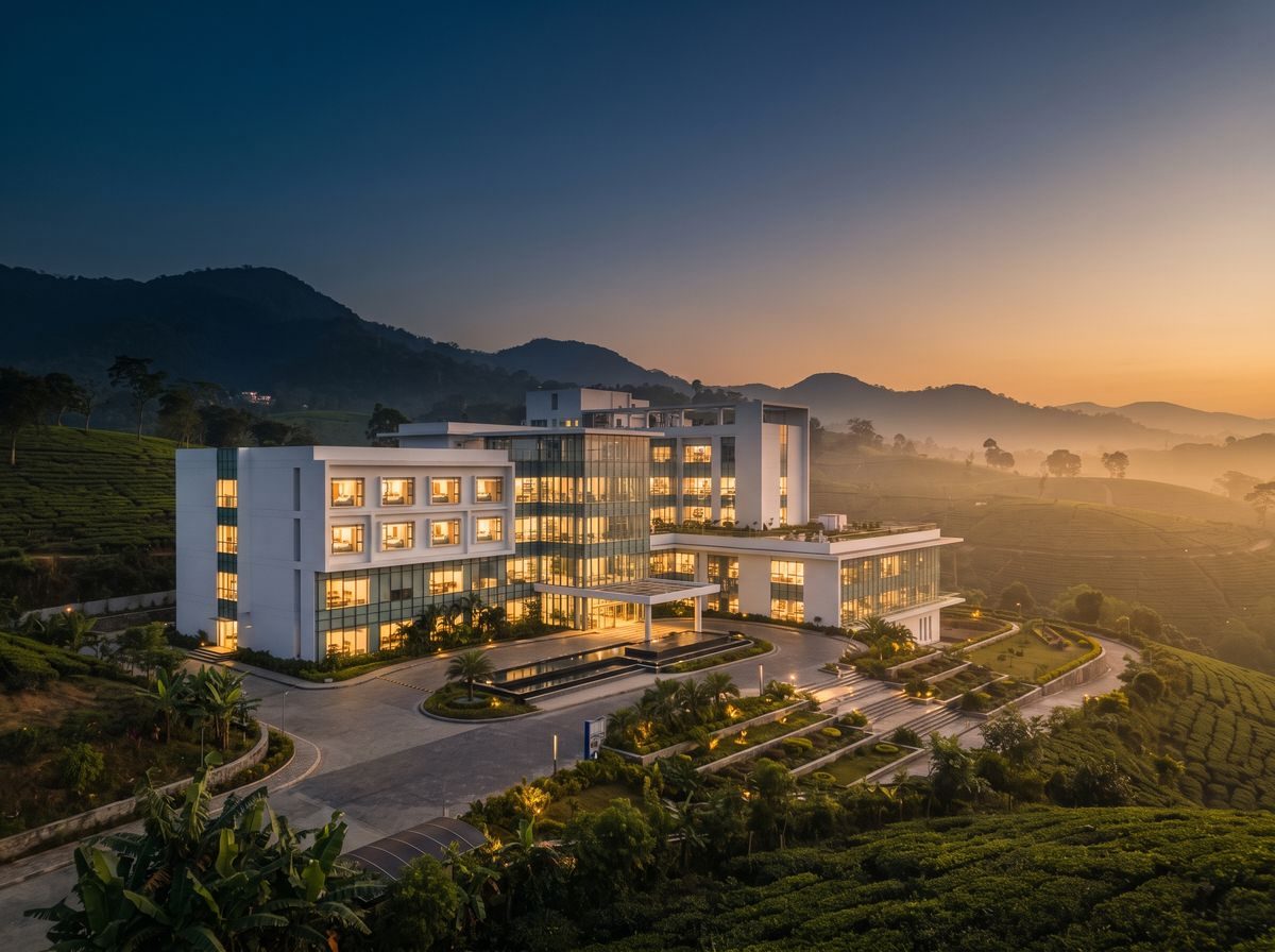 Hospital among green hills and tea gardens