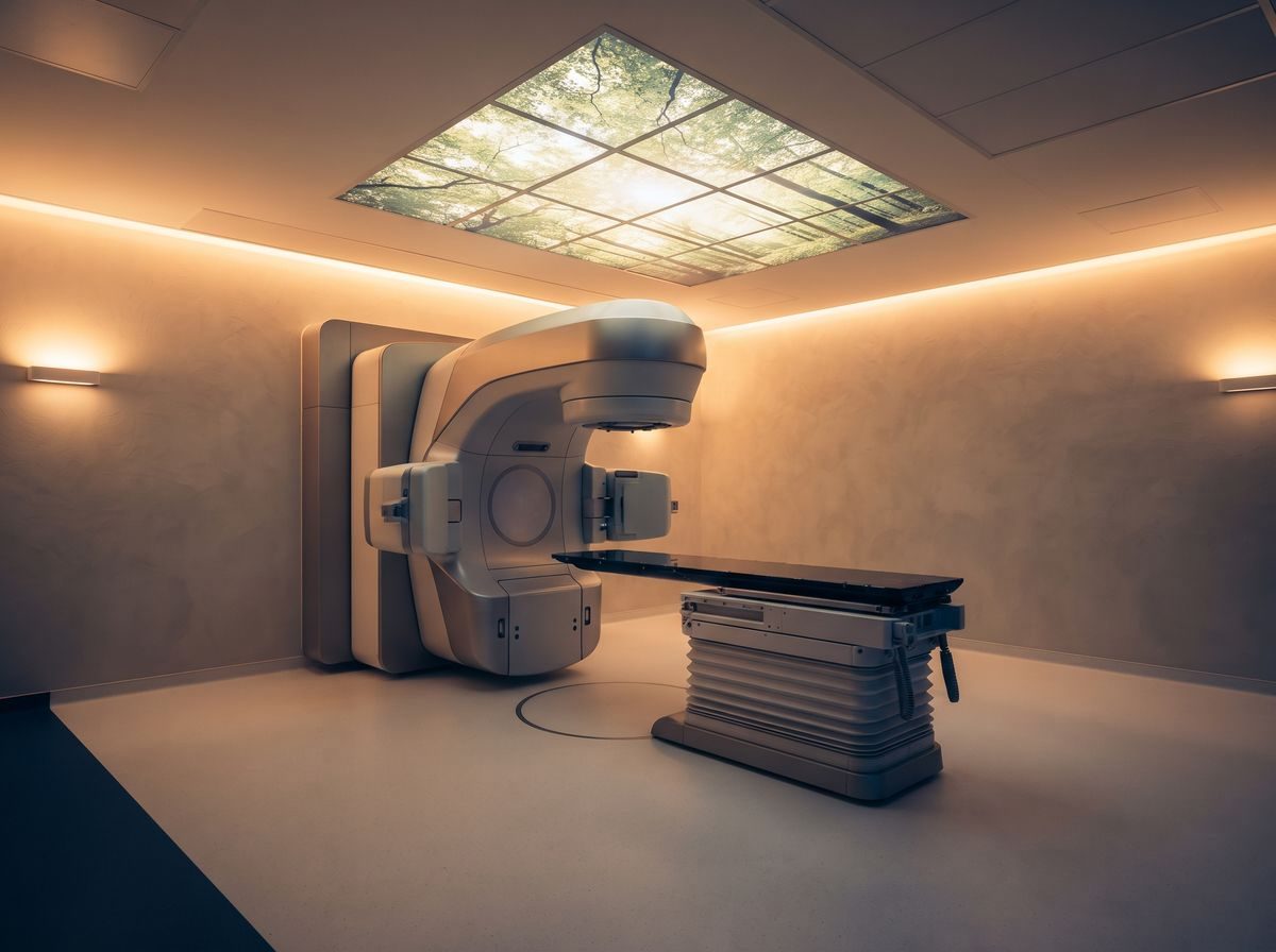 Radiotherapy treatment room with a linear accelerator